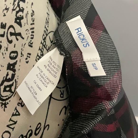 Burgundy, Grey and Black Plaid Knee-Length Pencil Skirt - Picture 3 of 3